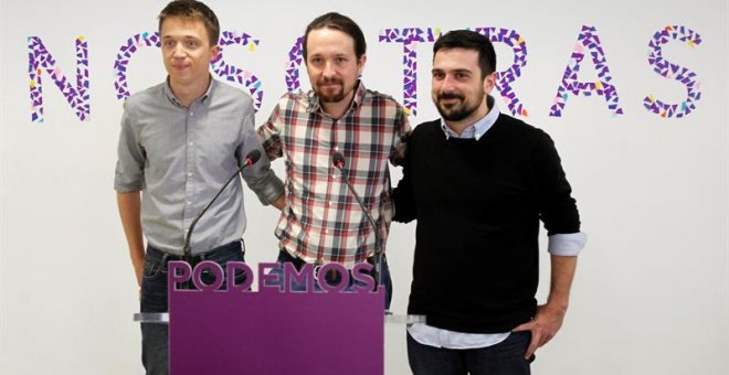 El líder de Podemos, Pablo Iglesias, en rueda de prensa ha anunciado que ha logrado que el diputado Íñigo Errejón y el secretario general de la formación en Madrid, Ramón Espinar, lleguen a un acuerdo para la candidatura que presentarán para la Comunidad