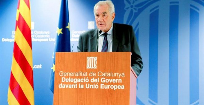 El conseller de Acción Exterior de la Generalitat de Cataluña, Ernest Maragall comparece ante los medios de comunicación en la delegación del Govern en Bruselas