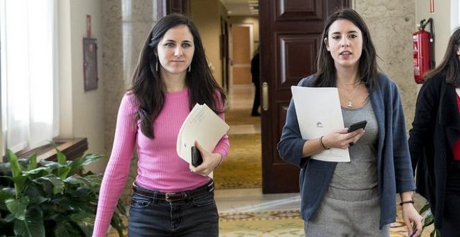 Ione Belarra e Irene Montero en el Congreso a la salida de una Junta de Portavoces / Dani Gago - PODEMOS