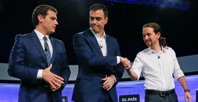 Albert Rivera, Pedro Sánchez y Pablo Iglesias. FOTO: JuanJo Martin/EFE