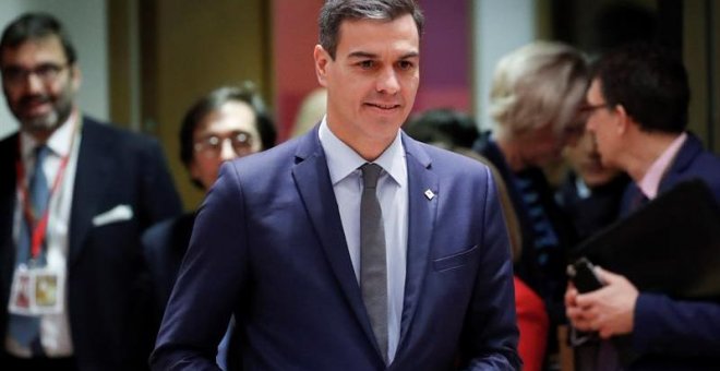 El presidente del gobierno de España, Pedro Sánchez, a su llegada a la segunda jornada de la cumbre de la Unión Europea. - EFE