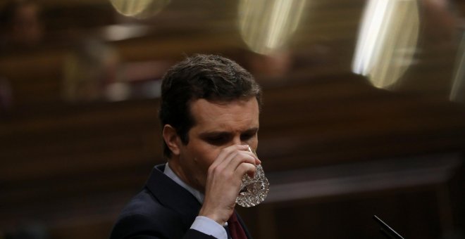 El presidente del PP, Pablo Casado, en el Congreso de los Diputados. REUTERS/Susana Vera