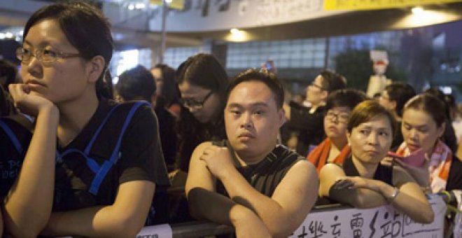 Estudiantes durante la protesta en Hong Kong.- EFE