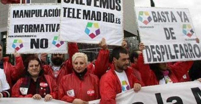Foto de archivo de una protesta de trabajadores de Telemadrid.