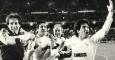 Los jugadores del Madrid celebran la remontada ante el Inter en 1985.