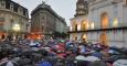 Un momento de la manifestación, en el Ayuntamiento de Buenos Aires. /A. D.