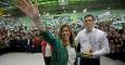 La candidata del PSOE en las autonómicas andaluzas, Susana Díaz, con el secretario general socialista, Pedro Sánchez, en el mitin de cierre de campaña. REUTERS/Marcelo del Pozo