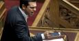 El primer ministro griego Alexis Tsipras, durante la sesión plenaria del Parlamento heleno en la que presentó su plan de reformas. EFE/SIMELA