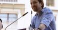 El secretario general de Podemos, Pablo Iglesias, interviene en el acto "Somos Región" que ha organizado Podemos Castilla-La Mancha con motivo de la celebración del Día de Castilla-La Mancha, en la plaza de Zocodover. EFE/Ismael Herrero