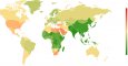 Porcentaje de obesidad en mujeres por países en 2014, según un código de colores. Autor: NCD-RisC