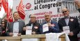 Los secretarios generales de CCOO y UGT, Ignacio Fernández Toxo (2i) y Pepe Álvarez (2d), junto a los secretarios de los sindicatos en Madrid, Jaime Cedrun Lopez (i) y Luis Miguel López Reillo (d).- EFE/MARISCAL