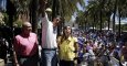 A la izquierda, el ex ministro del Interior, Jorge Fernández Díaz, junto a Xavier García Albiol y a Alicia Sánchez Camacho en un acto de campaña en Badalona durante las elecciones autonómicas y municiipales de 2015. | EFE