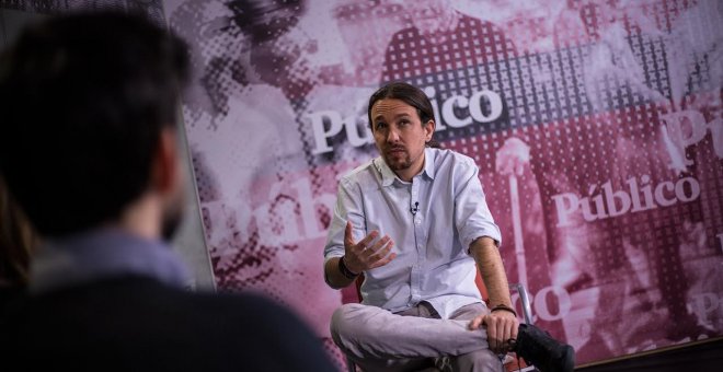 Pablo Iglesias, en la redacción de 'Público'. JAIRO VARGAS