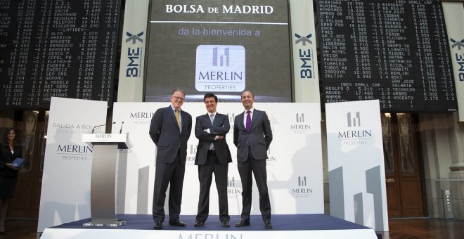 La socimi Merlín Properties en la jornada de su estreno en Bolsa. E.P.