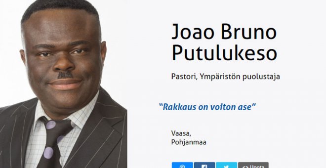 Joao Bruno Putulukeso, candidato de Verdaderos Finlandeses.