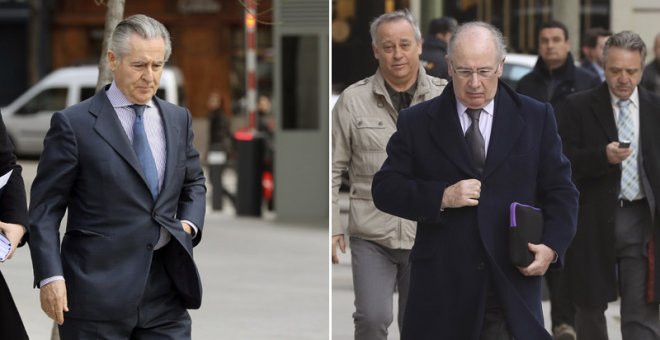 Miguel Blesa, a la derecha, y Rodrigo Rato, a su llegada a la Audiencia. | EFE