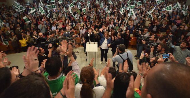 La presidenta de la Junta de Andalucía y secretaria general del PSOE-A, en un acto del Partido en Huelva.