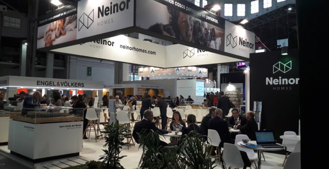 Stand de la promotora inmobiliaria Neinor Homes en la feria sectorial Barcelona Meeting Point.