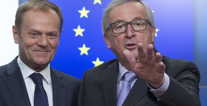 El presidente del Consejo Europeo, Donald Tusk, y el presidente de la Comisión Europea, Jean-Claude Juncker. - EFE