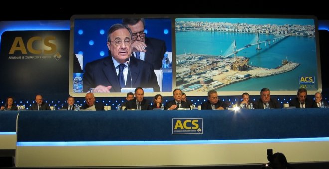 El presidente de ACS, Florentino Pérez, en una junta de accionistas de la constructora. E.P.