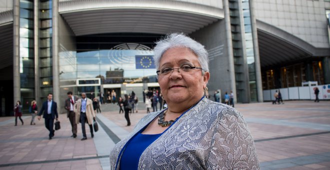 Imelda Daza, superviviente del genocidio de la Unión Patriótica y, actualmente, portavoz de Voces de Paz en la Cámara de Representantes de Colombia, durante su estancia en el Parlamento Europeo de Bruselas.- JAIRO VARGAS