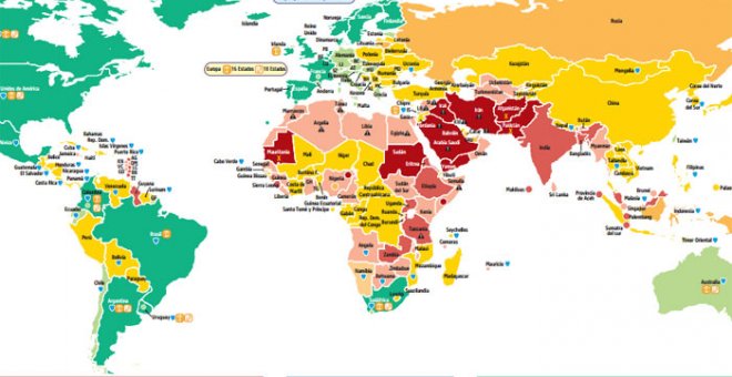 Mapa de la homofobia en el mundo, elaborado por ILGA