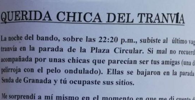 Un joven murciano empapeló la ciudad de carteles para buscar a una chica del tranvía.