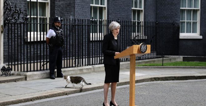 Theresa May, durante su comparecencia. REUTERS