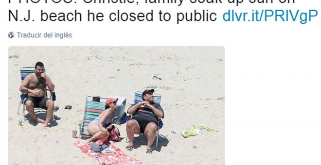 El gobernador de Nueva Jersey, Chris Christie, junto a su familia en la playa. TWITTER DE NJ.COM