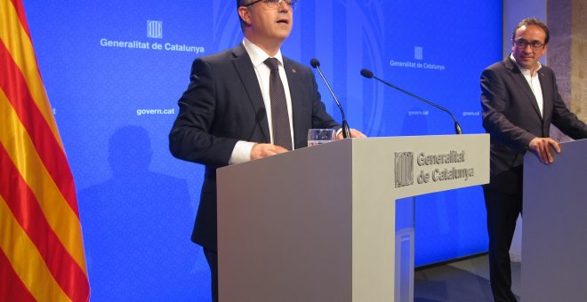 Jordi Turull en la rueda de prensa posterior al Consell Executiu. E.P