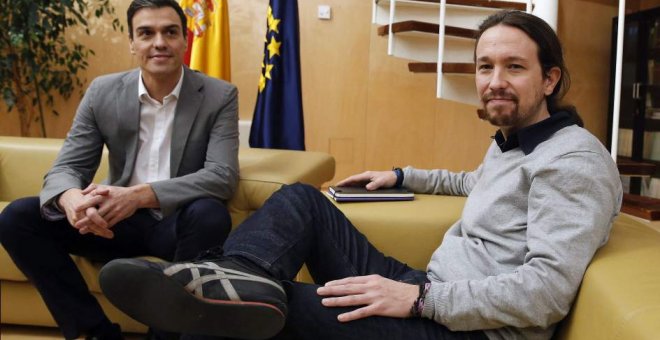 Foto de archivo de Pedro Sánchez y Pablo Iglesias. / EFE