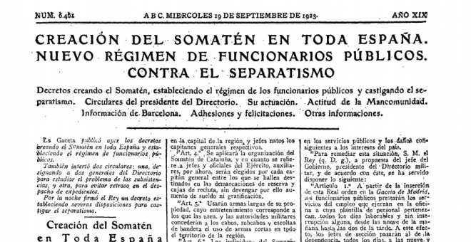 Periódico ABC del 19 de septiembre de 1923