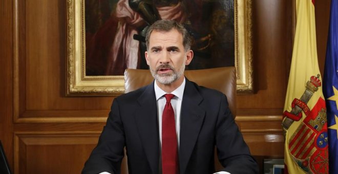 El rey Felipe VI dirige un mensaje a los españoles dos días después del referéndum del 1-O organizado por la Generalitat sobre la independencia de Catalunya./EFE