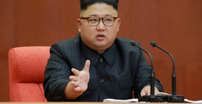 Kim Jong Un habla durante el segundo pleno del Comité Central del Partido de los Trabajadores de Corea del Norte./REUTERS