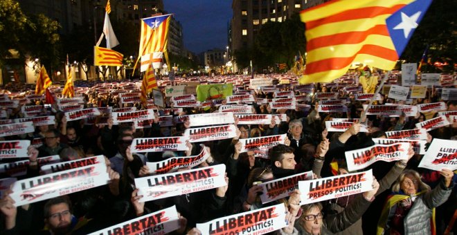 Concentración en Barcelona a favor de la libertad de los presos políticos.