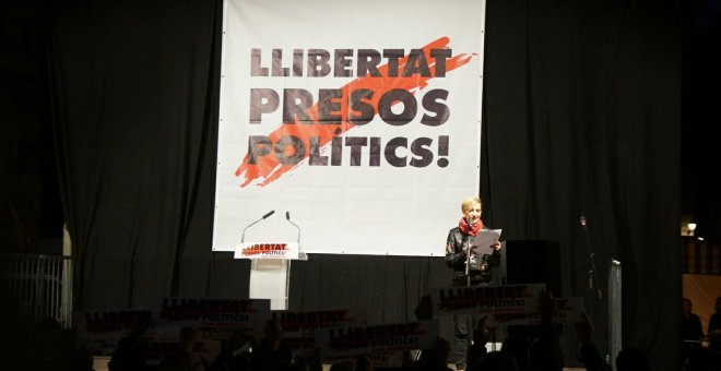 Concentración en Barcelona a favor de la libertad de los presos políticos.