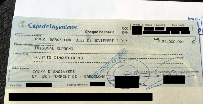 El cheque de la fianza de Forcadell. ANC