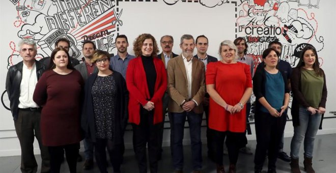 El exjemad y candidato a liderar Podemos en Madrid, Julio Rodríguez, durante la presentación en Madrid. - EFE