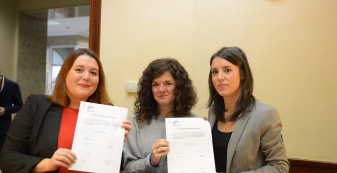 Las diputadas de Unidos Podemos Irene Montero, Ángela Rodríguez y Sofía Castañón./ UNIDOS PODEMOS.