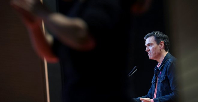 El secretario general del PSOE Pedro Sánchez, durante su intervención, en un acto de la campaña contra la Violencia de Género.EFE/F.Villar