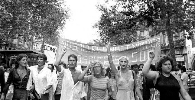 Manifestación del colectivo LGTB en Barcelona en 1977