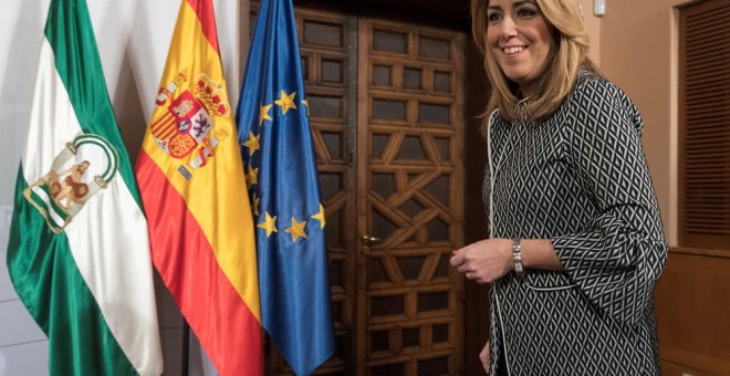 La presidenta andaluza, Susana Díaz, antes de su comparecencia tras la reunión del consejo de Gobierno de la Junta de Andalucía. EFE/Julio Muñoz