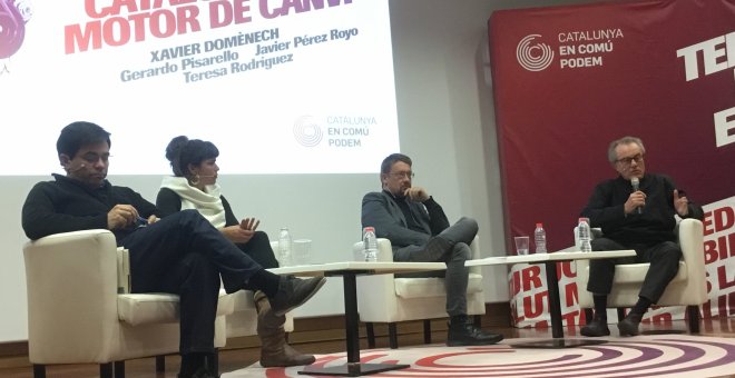Gerardo Pisarello, Teresa Rodríguez, Xavier Domènech i Javier Pérez Royo en un acte de Catalunya en Comú Podem