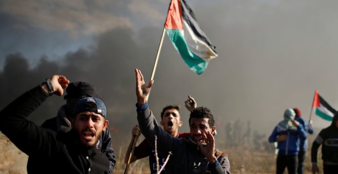 Protestas de palestinos cerca del asentamiento judío, cerca de Gaza. REUTERS/Mohammed Salem