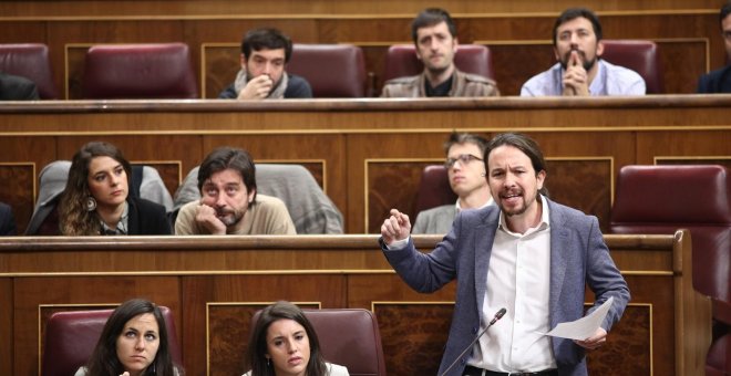 Pablo Iglesias en el Congreso de los diputados este miércoles.  EUROPA PRESS