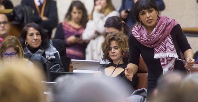 La líder de Podemos Andalucía, Teresa Rodríguez durante un pleno del Parlamento andaluz. EFE/Archivo