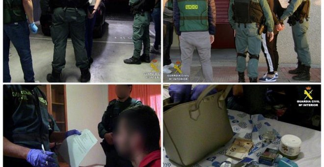 Combo de fotografías facilitadas por la Guardia Civil de una operación conjunta con la Policía de Rumanía, coordinada por Europol y Eurojust. EFE