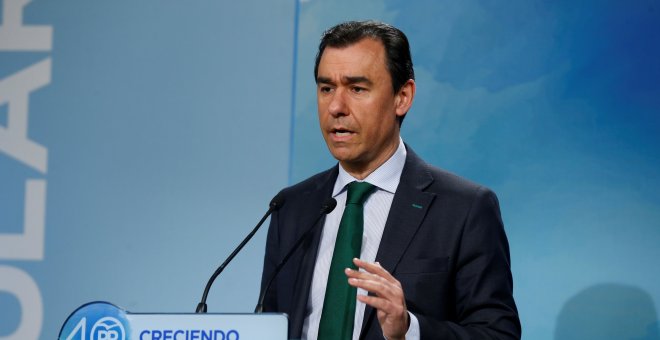 El coordinador general del PP, Fernando Martínez-Maíllo, durante la rueda de prensa que ha ofrecido tras la reunión del Comité de Dirección del PP. EFE/ Paco Campos