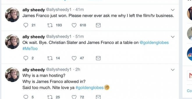 Mensajes en Twitter de la actriz Ally Sheedy sobre James Franco.