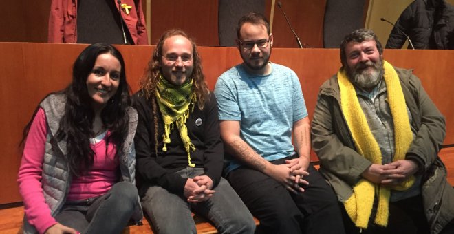 Meritxell Esquerra, Kenneth Batiste, Pablo Hásel i Manel Riu, els quatre participants en el col·loqui d'aquest divendres a Lleida.